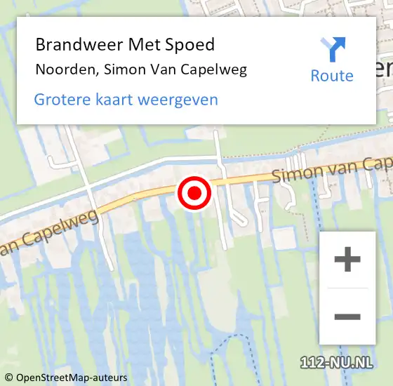 Locatie op kaart van de 112 melding: Brandweer Met Spoed Naar Noorden, Simon Van Capelweg op 5 september 2016 09:48