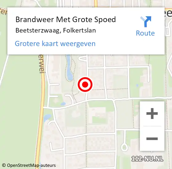 Locatie op kaart van de 112 melding: Brandweer Met Grote Spoed Naar Beetsterzwaag, Folkertslan op 5 september 2016 09:56