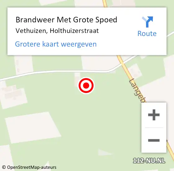 Locatie op kaart van de 112 melding: Brandweer Met Grote Spoed Naar Vethuizen, Holthuizerstraat op 5 september 2016 10:01