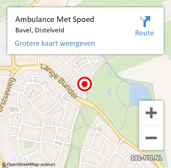 Locatie op kaart van de 112 melding: Ambulance Met Spoed Naar Bavel, Distelveld op 5 september 2016 10:36