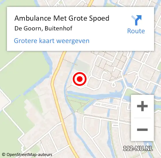 Locatie op kaart van de 112 melding: Ambulance Met Grote Spoed Naar De Goorn, Buitenhof op 5 september 2016 10:40