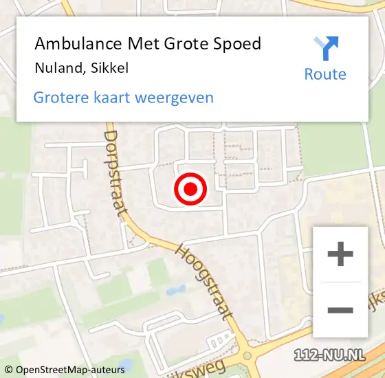 Locatie op kaart van de 112 melding: Ambulance Met Grote Spoed Naar Nuland, Sikkel op 5 september 2016 11:53