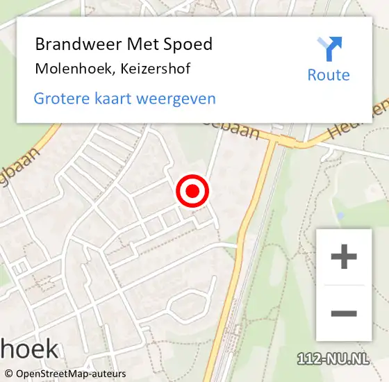 Locatie op kaart van de 112 melding: Brandweer Met Spoed Naar Molenhoek, Keizershof op 5 september 2016 12:23
