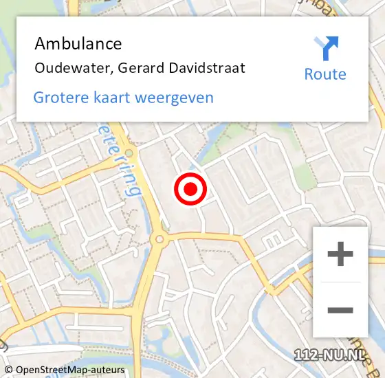 Locatie op kaart van de 112 melding: Ambulance Oudewater, Gerard Davidstraat op 5 september 2016 12:28