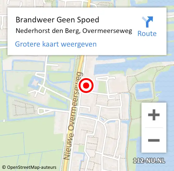 Locatie op kaart van de 112 melding: Brandweer Geen Spoed Naar Nederhorst den Berg, Overmeerseweg op 5 september 2016 12:37