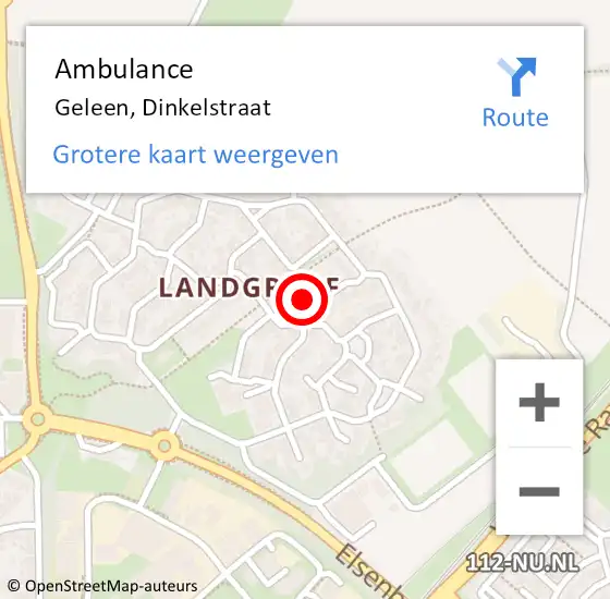 Locatie op kaart van de 112 melding: Ambulance Geleen, Dinkelstraat op 26 december 2013 09:40