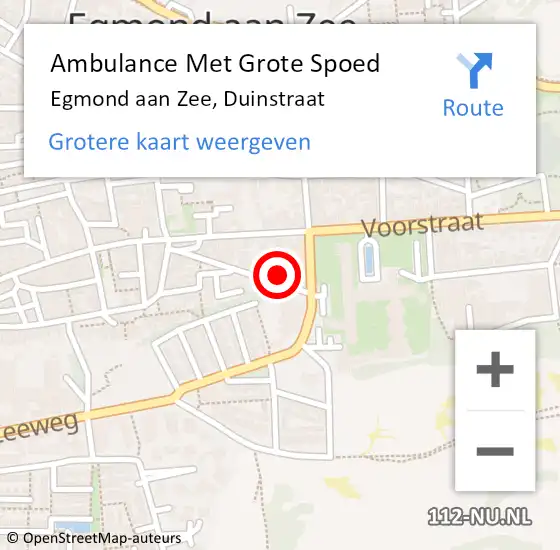 Locatie op kaart van de 112 melding: Ambulance Met Grote Spoed Naar Egmond aan Zee, Duinstraat op 5 september 2016 13:03