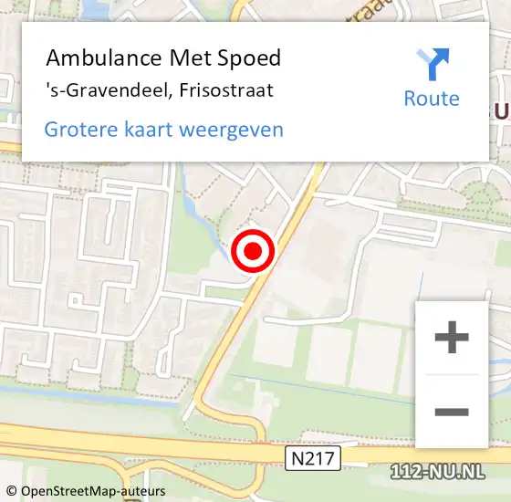 Locatie op kaart van de 112 melding: Ambulance Met Spoed Naar 's-Gravendeel, Frisostraat op 5 september 2016 13:33