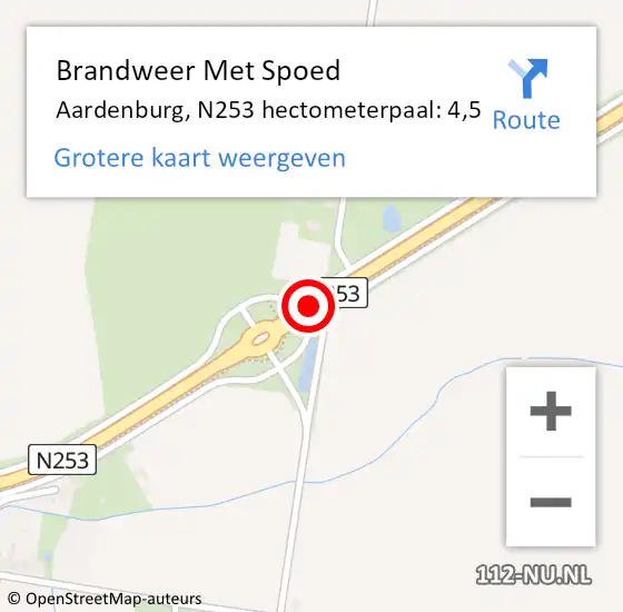 Locatie op kaart van de 112 melding: Brandweer Met Spoed Naar Aardenburg, N253 hectometerpaal: 4,5 op 5 september 2016 13:48