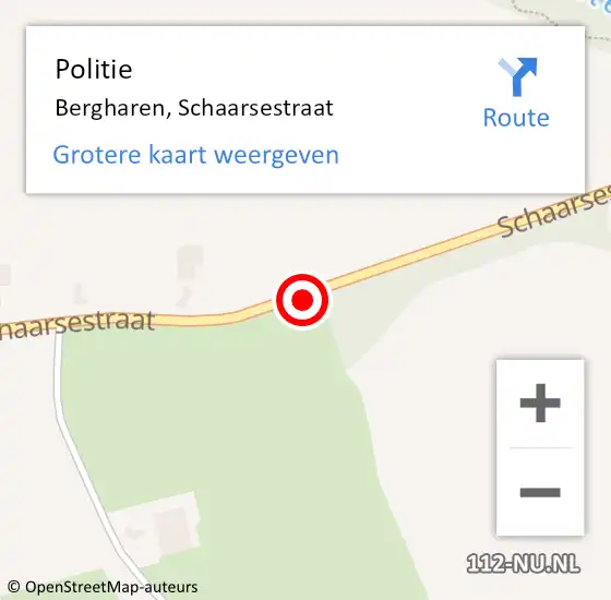 Locatie op kaart van de 112 melding: Politie Bergharen, Schaarsestraat op 5 september 2016 13:54