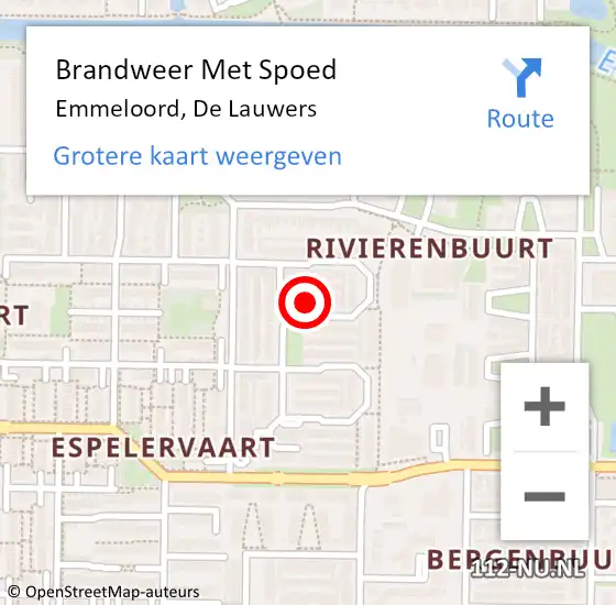 Locatie op kaart van de 112 melding: Brandweer Met Spoed Naar Emmeloord, De Lauwers op 5 september 2016 14:05