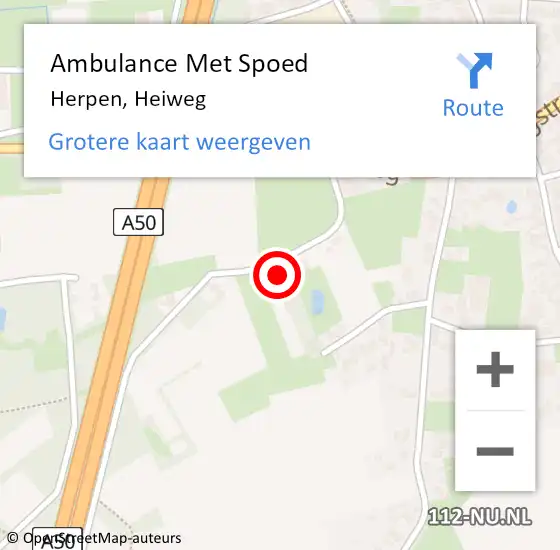 Locatie op kaart van de 112 melding: Ambulance Met Spoed Naar Herpen, Heiweg op 5 september 2016 14:24