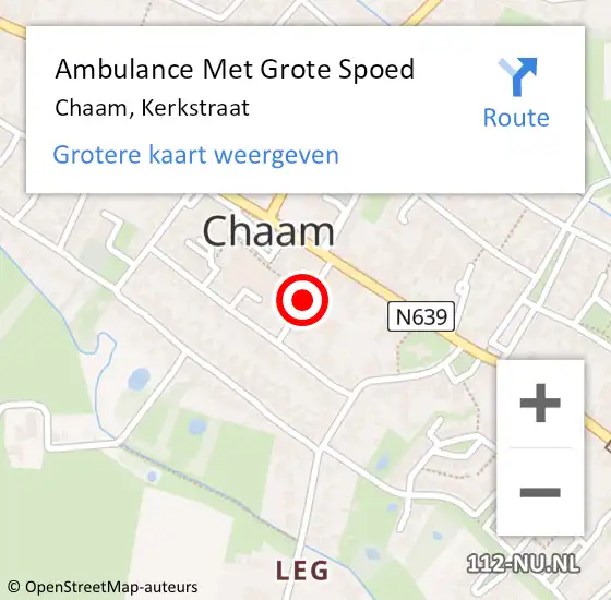 Locatie op kaart van de 112 melding: Ambulance Met Grote Spoed Naar Chaam, Kerkstraat op 5 september 2016 14:37