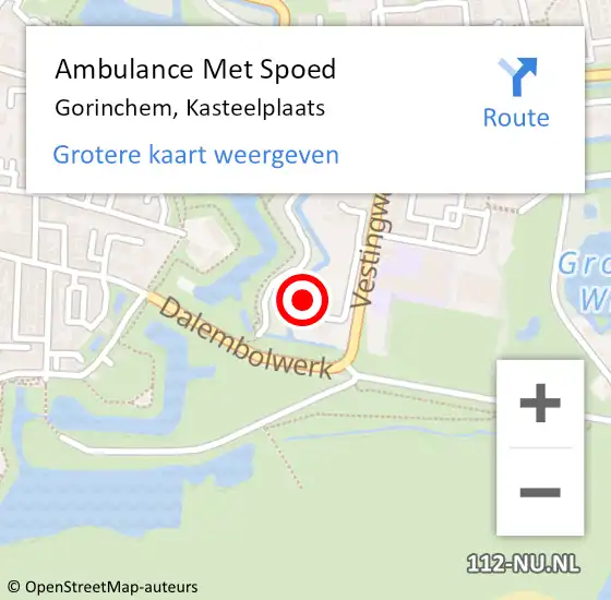 Locatie op kaart van de 112 melding: Ambulance Met Spoed Naar Gorinchem, Kasteelplaats op 5 september 2016 15:01