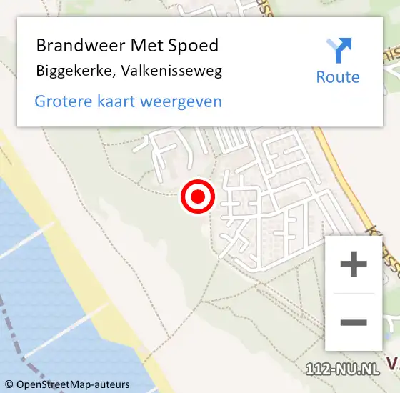 Locatie op kaart van de 112 melding: Brandweer Met Spoed Naar Biggekerke, Valkenisseweg op 5 september 2016 15:30