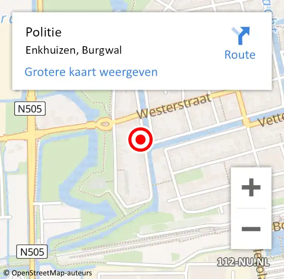 Locatie op kaart van de 112 melding: Politie Enkhuizen, Burgwal op 5 september 2016 16:00