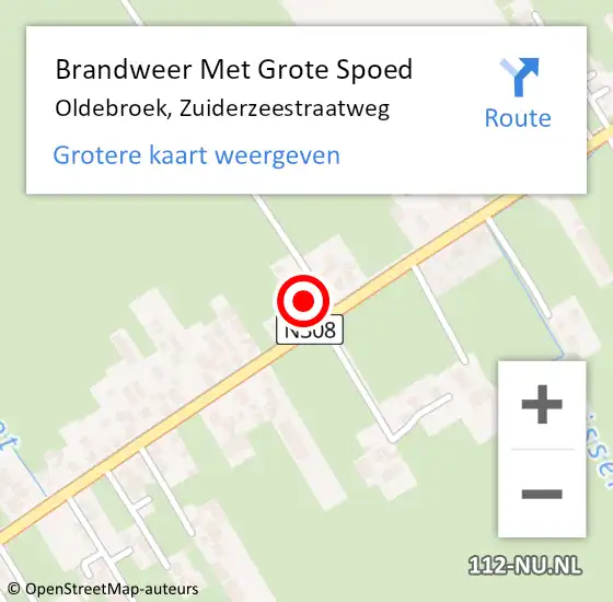 Locatie op kaart van de 112 melding: Brandweer Met Grote Spoed Naar Oldebroek, Zuiderzeestraatweg op 5 september 2016 16:20