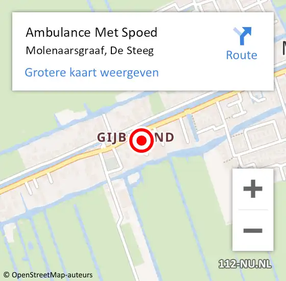 Locatie op kaart van de 112 melding: Ambulance Met Spoed Naar Molenaarsgraaf, De Steeg op 5 september 2016 16:21