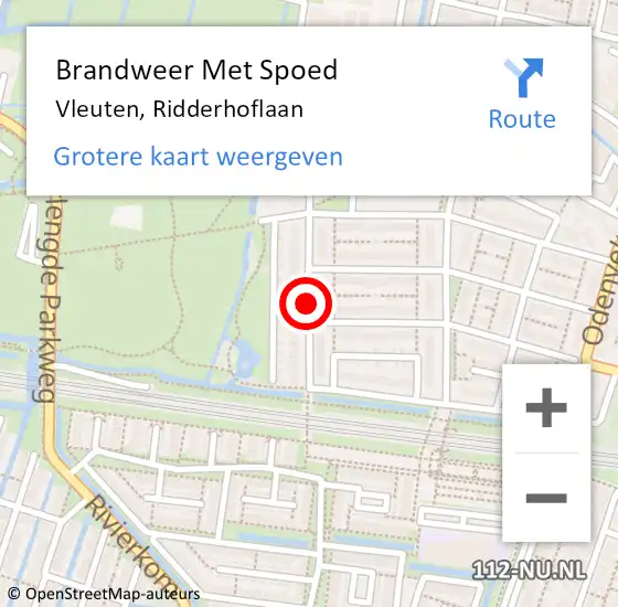 Locatie op kaart van de 112 melding: Brandweer Met Spoed Naar Vleuten, Ridderhoflaan op 5 september 2016 17:07
