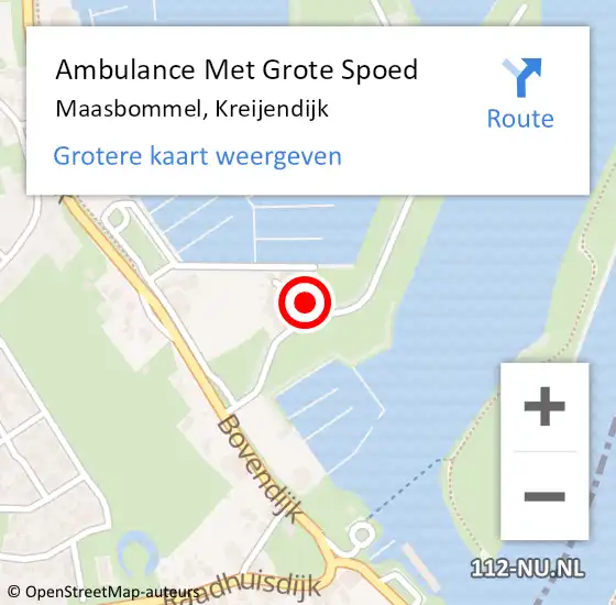 Locatie op kaart van de 112 melding: Ambulance Met Grote Spoed Naar Maasbommel, Kreijendijk op 5 september 2016 19:07