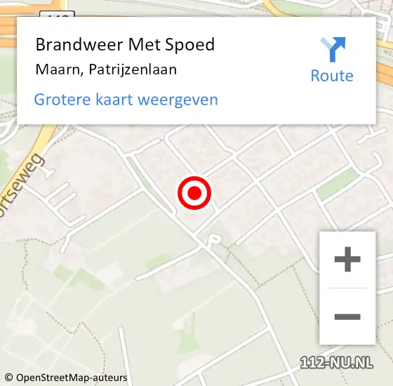 Locatie op kaart van de 112 melding: Brandweer Met Spoed Naar Maarn, Patrijzenlaan op 5 september 2016 19:07