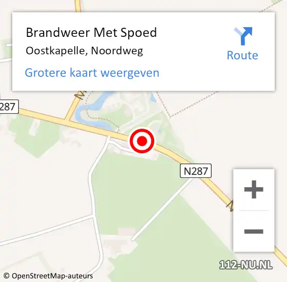 Locatie op kaart van de 112 melding: Brandweer Met Spoed Naar Oostkapelle, Noordweg op 5 september 2016 20:06