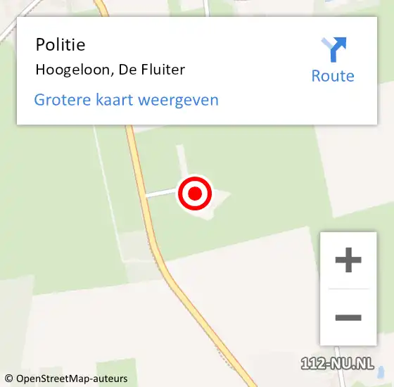 Locatie op kaart van de 112 melding: Politie Hoogeloon, De Fluiter op 5 september 2016 21:17