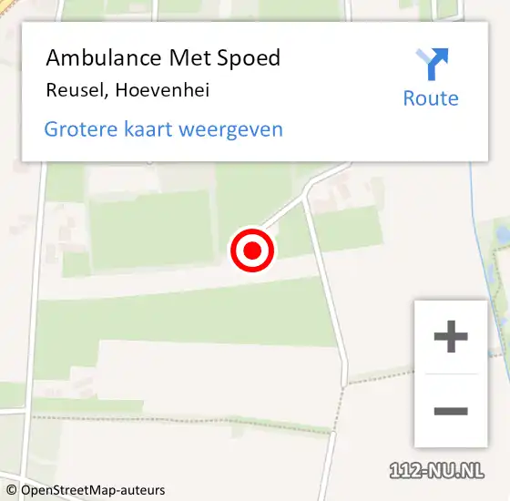 Locatie op kaart van de 112 melding: Ambulance Met Spoed Naar Reusel, Hoevenhei op 5 september 2016 21:43