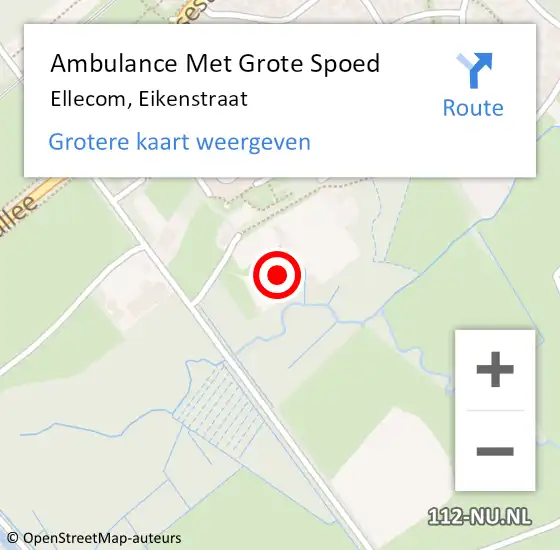 Locatie op kaart van de 112 melding: Ambulance Met Grote Spoed Naar Ellecom, Eikenstraat op 5 september 2016 22:03