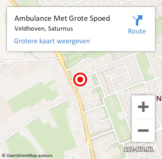 Locatie op kaart van de 112 melding: Ambulance Met Grote Spoed Naar Veldhoven, Saturnus op 5 september 2016 22:35