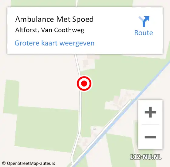 Locatie op kaart van de 112 melding: Ambulance Met Spoed Naar Altforst, Van Coothweg op 5 september 2016 22:43