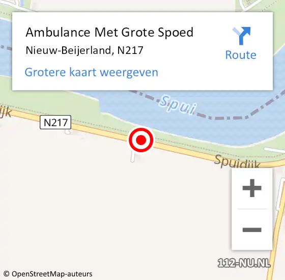 Locatie op kaart van de 112 melding: Ambulance Met Grote Spoed Naar Nieuw-Beijerland, N217 op 6 september 2016 03:05