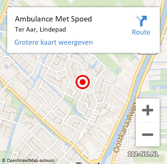 Locatie op kaart van de 112 melding: Ambulance Met Spoed Naar Ter Aar, Lindepad op 6 september 2016 03:52