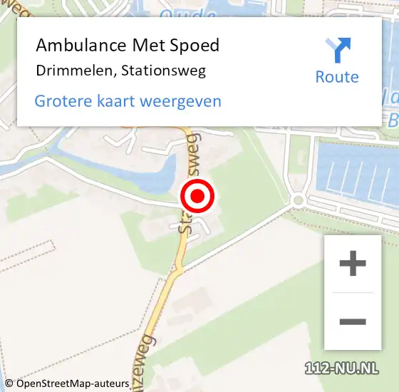 Locatie op kaart van de 112 melding: Ambulance Met Spoed Naar Drimmelen, Stationsweg op 6 september 2016 04:51