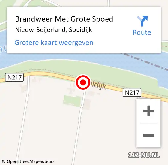 Locatie op kaart van de 112 melding: Brandweer Met Grote Spoed Naar Nieuw-Beijerland, Spuidijk op 6 september 2016 05:32