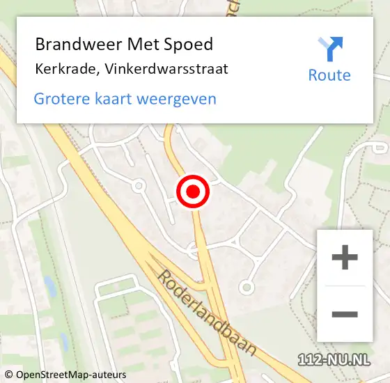 Locatie op kaart van de 112 melding: Brandweer Met Spoed Naar Kerkrade, Vinkerdwarsstraat op 6 september 2016 06:55