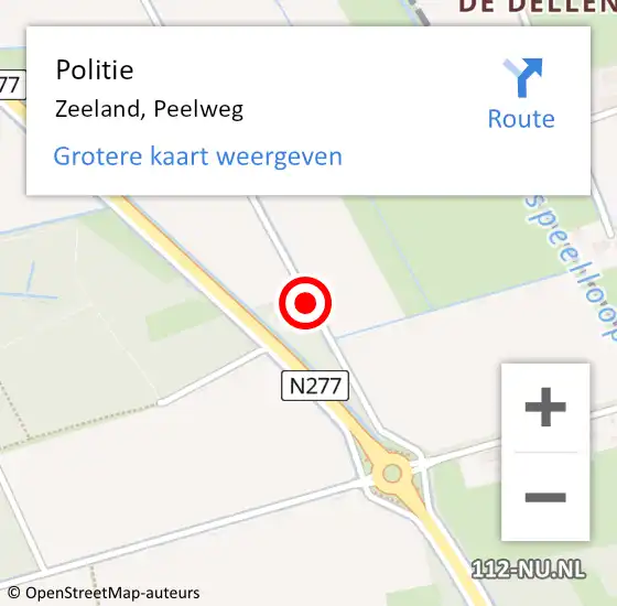 Locatie op kaart van de 112 melding: Politie Zeeland, Peelweg op 6 september 2016 07:02