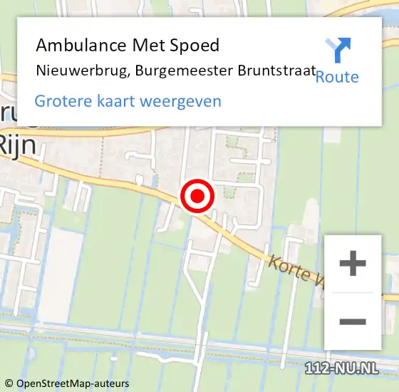 Locatie op kaart van de 112 melding: Ambulance Met Spoed Naar Nieuwerbrug, Burgemeester Bruntstraat op 6 september 2016 08:20