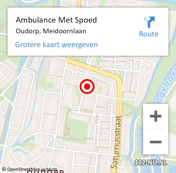 Locatie op kaart van de 112 melding: Ambulance Met Spoed Naar Oudorp, Meidoornlaan op 6 september 2016 09:13