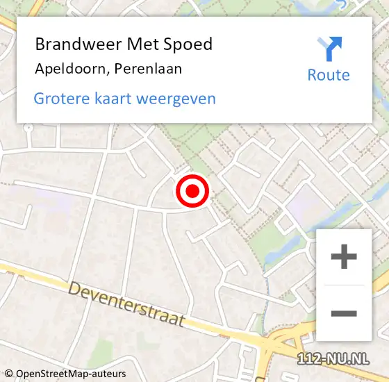 Locatie op kaart van de 112 melding: Brandweer Met Spoed Naar Apeldoorn, Perenlaan op 6 september 2016 09:19