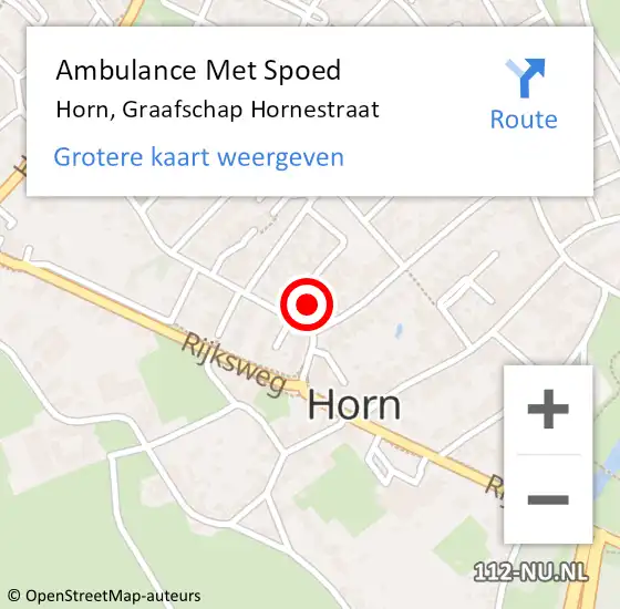 Locatie op kaart van de 112 melding: Ambulance Met Spoed Naar Horn, Graafschap Hornestraat op 6 september 2016 09:32