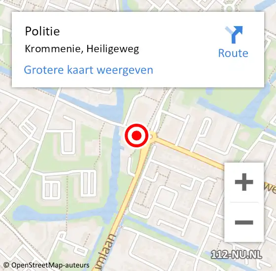 Locatie op kaart van de 112 melding: Politie Krommenie, Heiligeweg op 6 september 2016 10:13