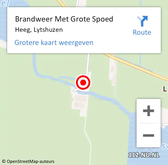 Locatie op kaart van de 112 melding: Brandweer Met Grote Spoed Naar Heeg, Lytshuzen op 6 september 2016 10:15