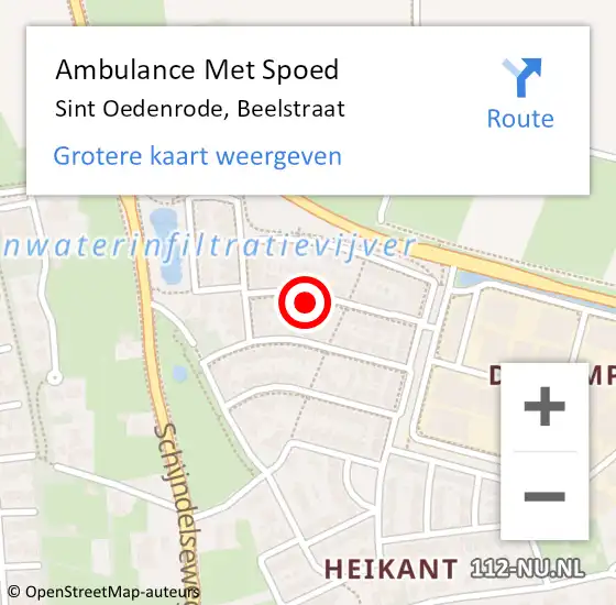 Locatie op kaart van de 112 melding: Ambulance Met Spoed Naar Sint Oedenrode, Beelstraat op 6 september 2016 10:31