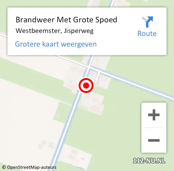 Locatie op kaart van de 112 melding: Brandweer Met Grote Spoed Naar Westbeemster, Jisperweg op 6 september 2016 10:55