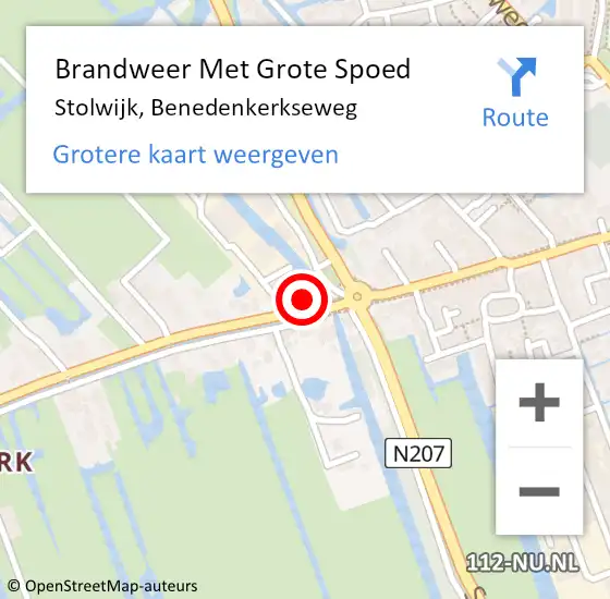 Locatie op kaart van de 112 melding: Brandweer Met Grote Spoed Naar Stolwijk, Benedenkerkseweg op 6 september 2016 10:55