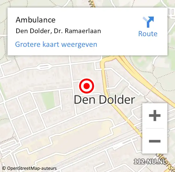 Locatie op kaart van de 112 melding: Ambulance Den Dolder, Dr. Ramaerlaan op 6 september 2016 10:57