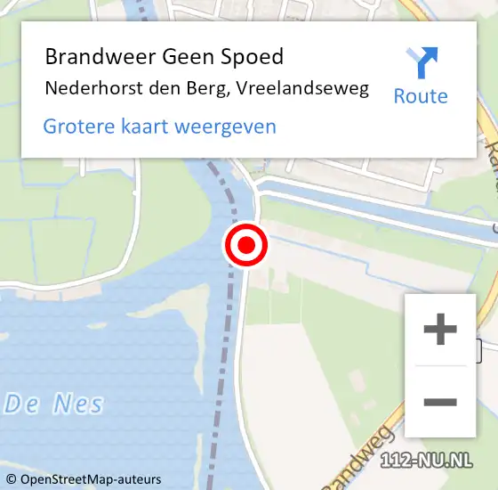 Locatie op kaart van de 112 melding: Brandweer Geen Spoed Naar Nederhorst den Berg, Vreelandseweg op 6 september 2016 11:35