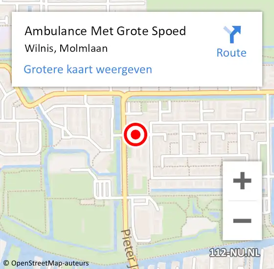 Locatie op kaart van de 112 melding: Ambulance Met Grote Spoed Naar Wilnis, Molmlaan op 6 september 2016 11:44