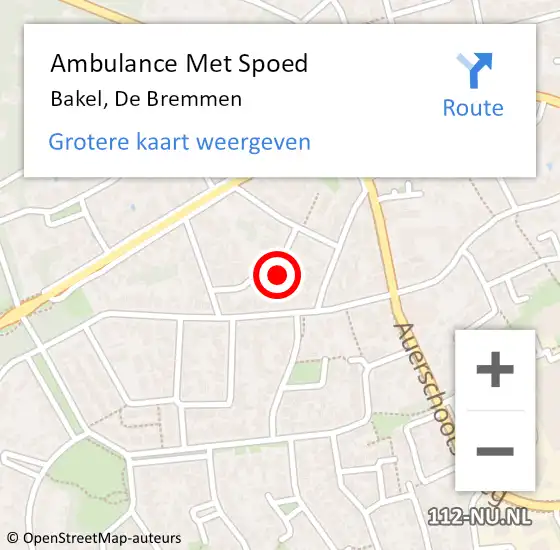 Locatie op kaart van de 112 melding: Ambulance Met Spoed Naar Bakel, De Bremmen op 6 september 2016 11:48